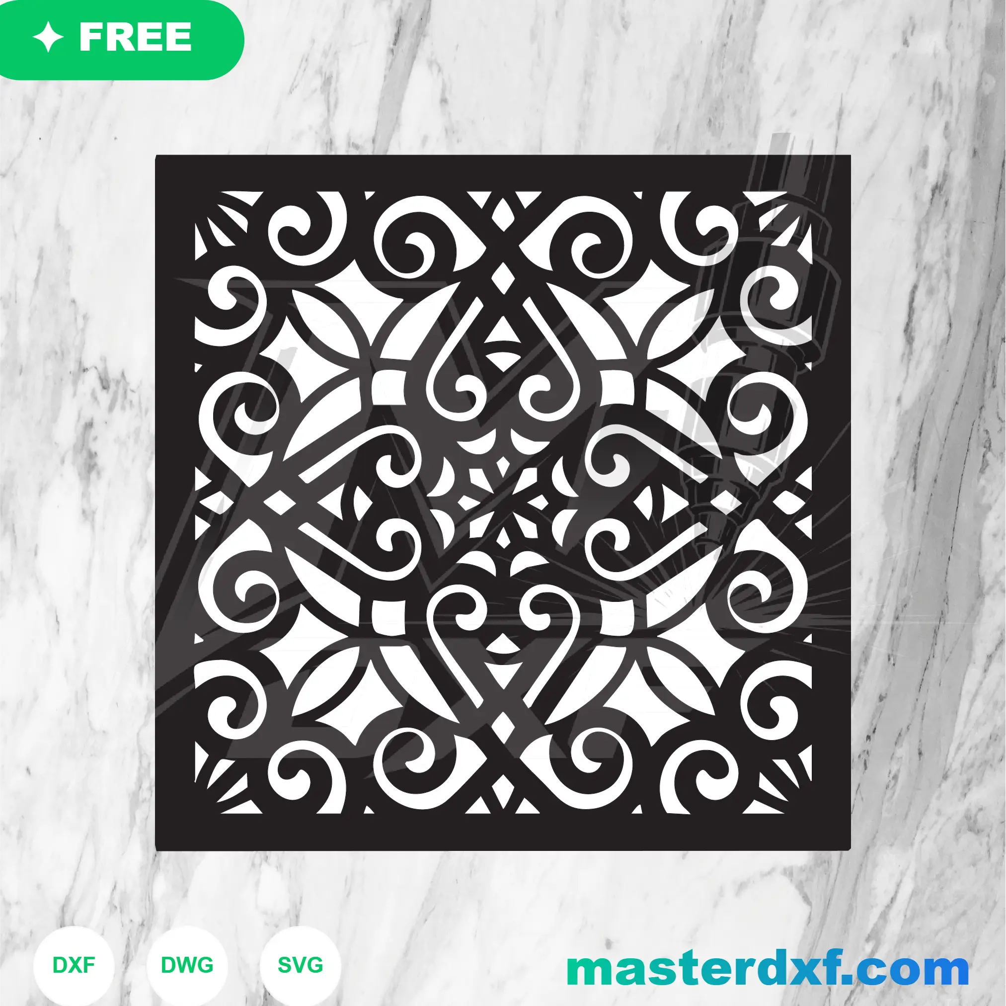 Elegant Square Window Grille DXF Design DXF File